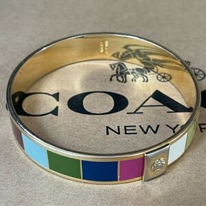Coach Multicolor Silk Scarf and Enamel Bangle Set